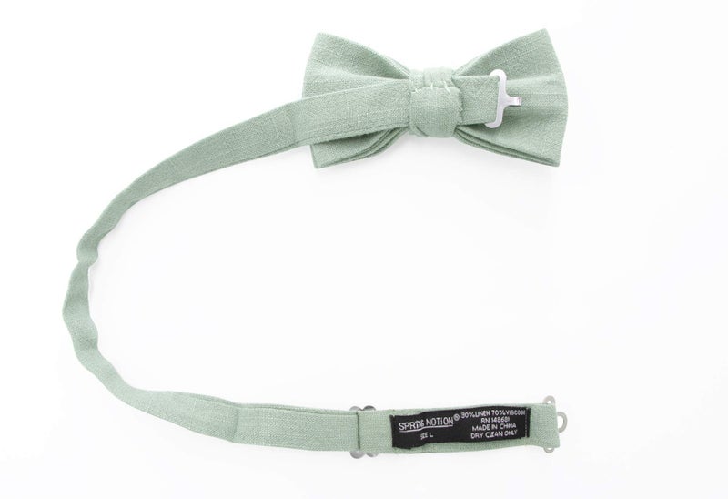 Spring Notion Boys' Linen Blend Bow Tie, Sage Medium - Image 2